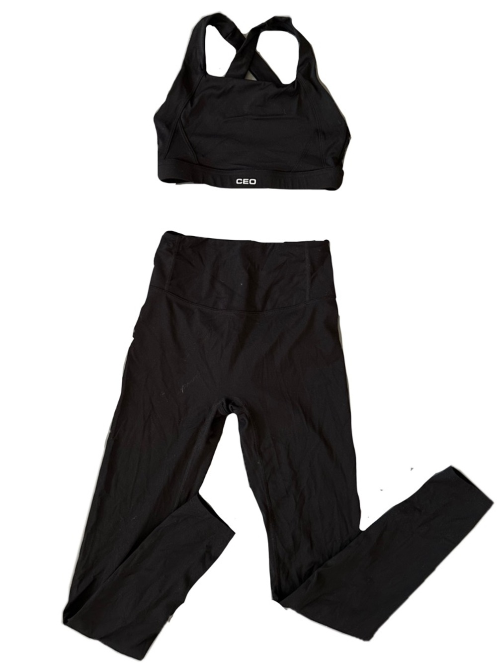 Black High-Waist Leggings with Matching Sport Bra